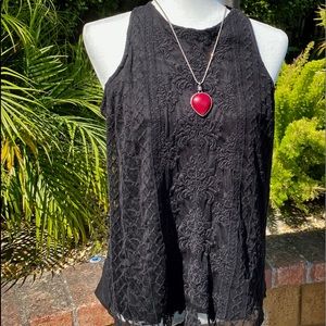 Lined embroidered tank top